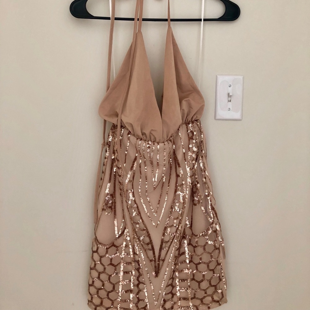 Hello Molly Rose Gold Halter Dress